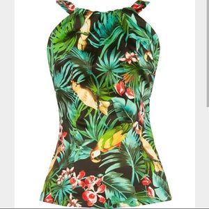 Pinup Girl Clothing Tiki Parrot Harley Top Medium